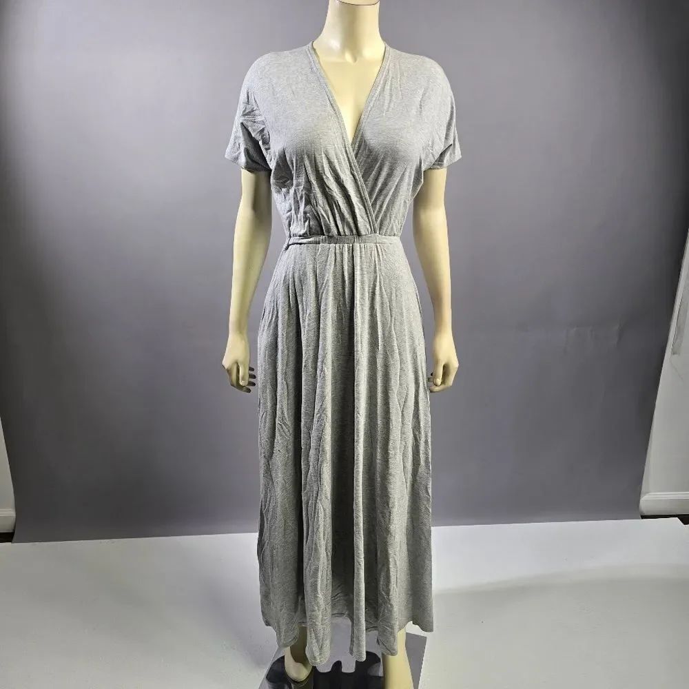 Maxi Sundress with V-Neck and Short Sleeves R14